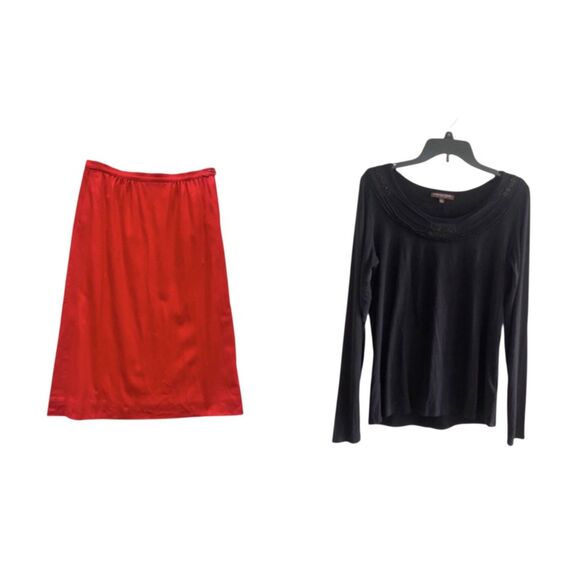 Adrienne Vittadini  BLACK embellished swoop KNIT neck top LARGE - Picture 8 of 8